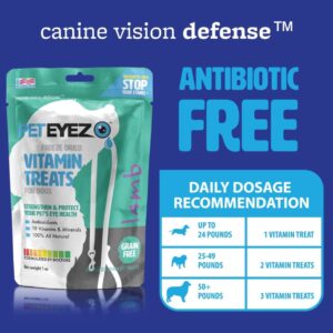 Pet Eyez-Dog Tear Stain Remover - Tear Stain Remover for Dogs - Dog Eye Care -Dog Treats with Astaxanthin, Blueberry Fruit Powder, Lutein, Grain Free, All-Natural Protein (Lamb-2 Pack)