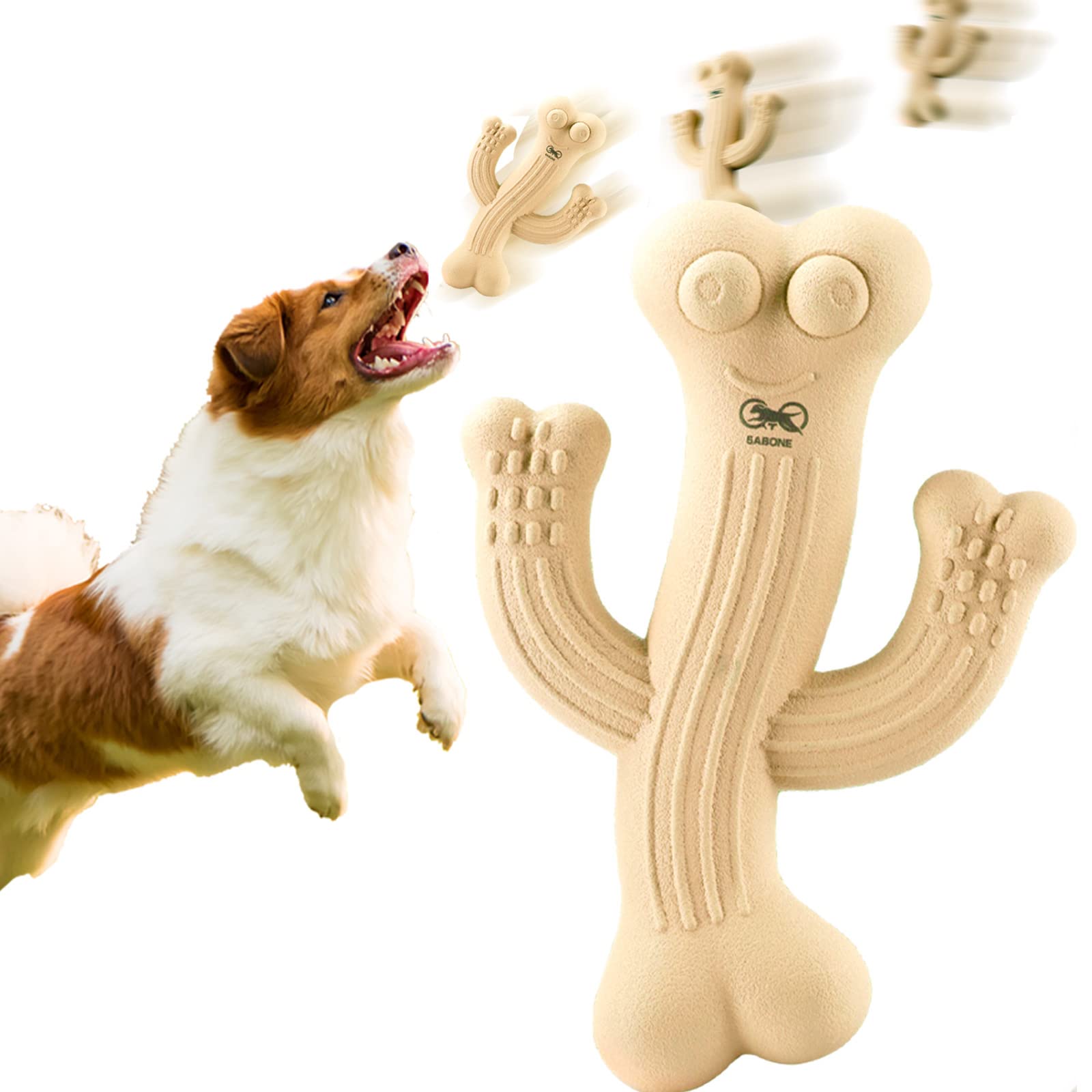 Dog Toys, Durable Rubber Cactus Dog Toy for Aggressive Chewers, Tough Rubber Dental Chew Dog Toys Interactive Dog Toys for Large Medium Small Breed, Biodegradable Materials