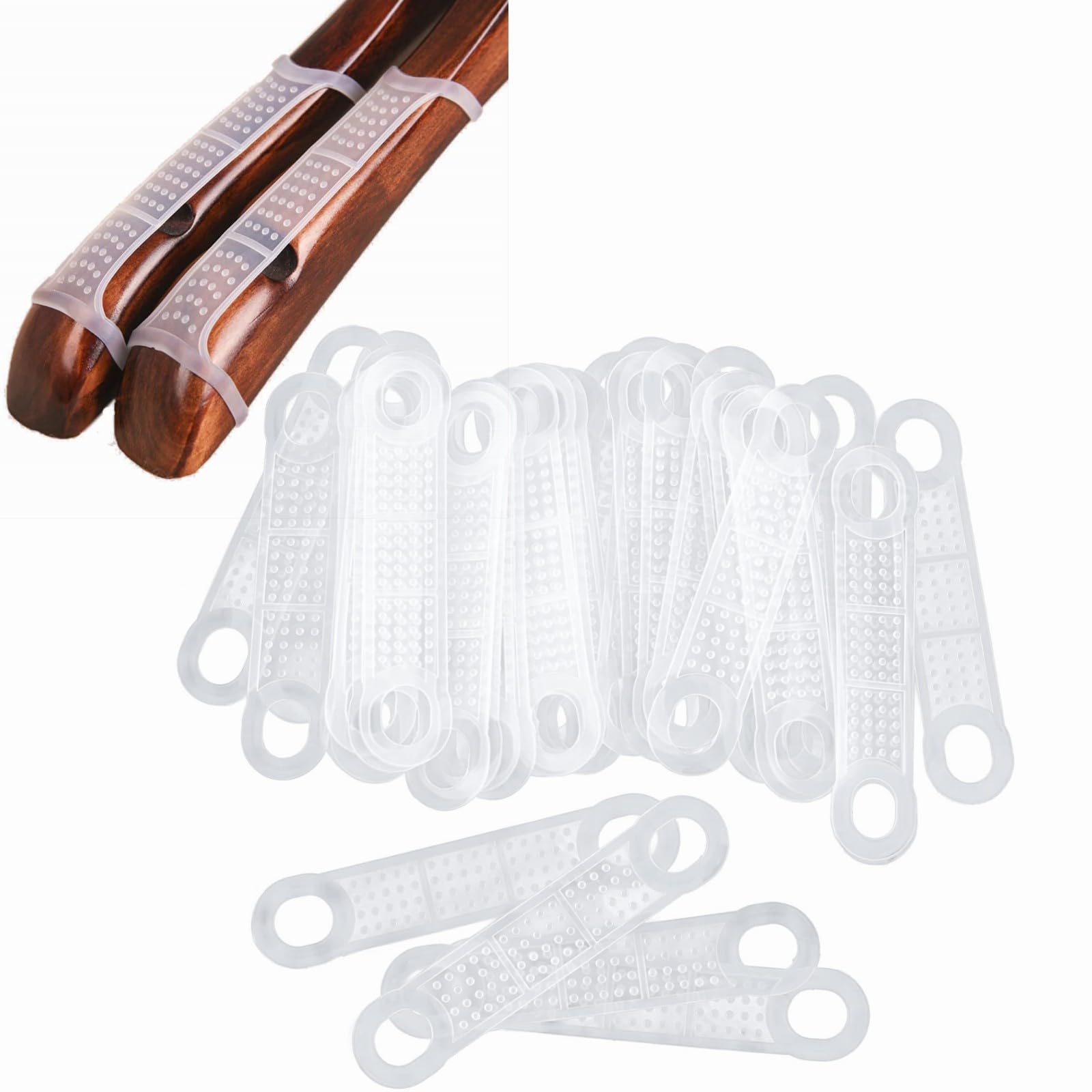 50 Pcs Clear Non-Slip Rubber Clothes Hanger Grips Transparent Strips Clothes Rack Pads for Wood Plastic Hangers Home Stores Usecs