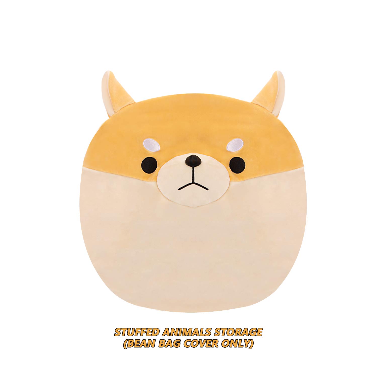 Stuffed Animal Storage Bean Bag Chair Cover for Kids Yellow Dog Shiba Inu Bean Bag Chair for Girls XX-Large Size Toy Organizer Cover Only Without Filling