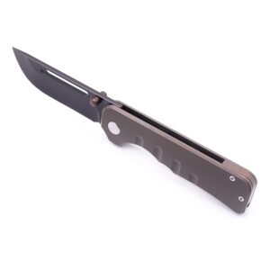 AMEIGHT KNIVES Elgar Folding Knife 3.5" Black PVD S90V Blade Bronze Anodized Titanium Handle Pocket Knife AM8-004BN