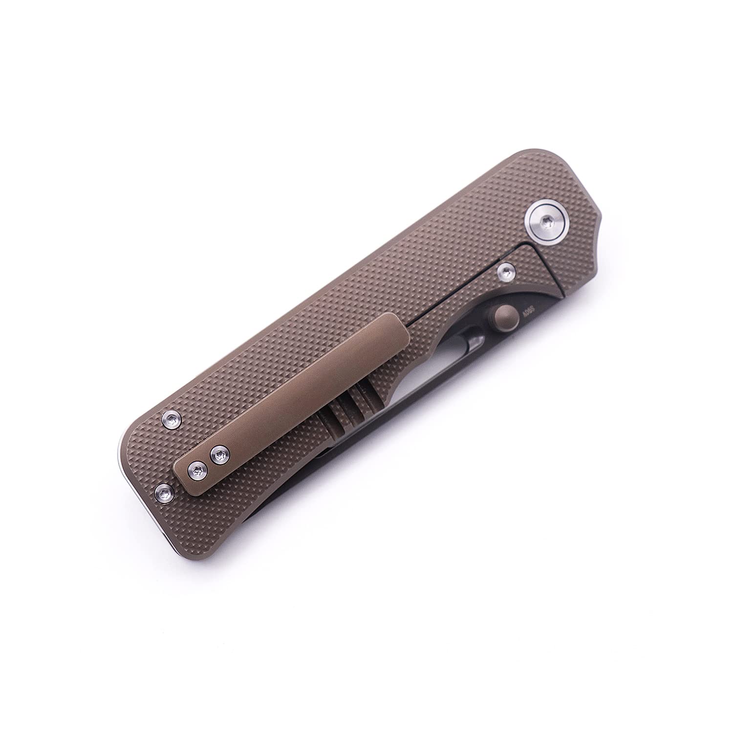 AMEIGHT KNIVES Elgar Folding Knife 3.5" Black PVD S90V Blade Bronze Anodized Titanium Handle Pocket Knife AM8-004BN