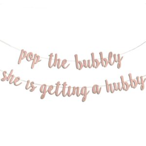 engagement party decorations rose gold bridal shower, bachelorette banner “pop the bubbly she is getting a hubby” wedding girls night out golden photo props bride to be backdrop decor supplies favors