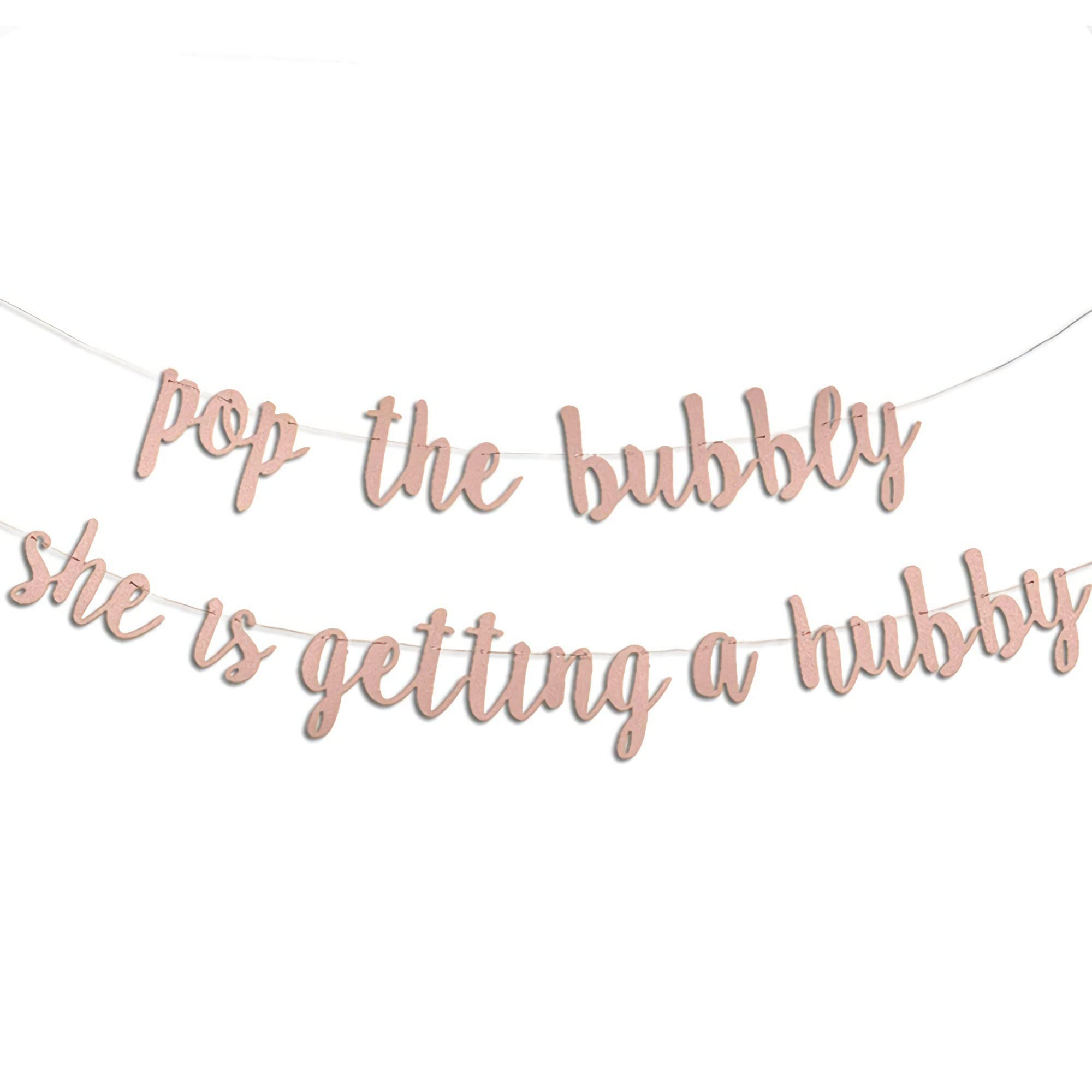 Engagement Party Decorations Rose Gold Bridal Shower, Bachelorette Banner “Pop The Bubbly She is Getting a Hubby” Wedding Girls Night Out Golden Photo Props Bride to be Backdrop Decor Supplies Favors