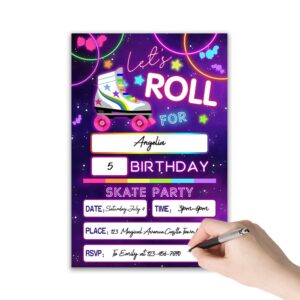 Neon Glow In The Dark Party Invitation, Glow Birthday Invitation, Rainbow Stars Space Birthday, 20 Invitations and Envelopes, Birthday party Invitations, Birthday Party Supplies.(070) (069)