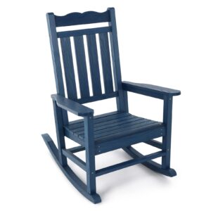 stoog all-weather outdoor rocking chair, porch rocker with 400 lbs weight capacity, for backyard, fire pit, lawn, garden and indoor, blue