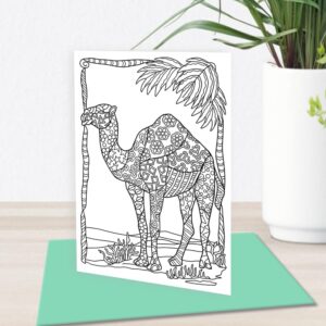 Art Eclect Coloring Nature Greeting and Thank You Note Cards, Zentangle Wildlife Animals Designs, 10 Cards with Green Envelopes included (Wildlife/Green 10 cards)