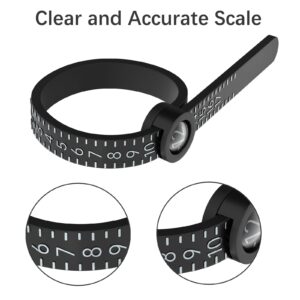 Ring Sizer 1-17 REIDEA Measuring Tool with Magnified Glass, Reusable Finger Size Gauge Jewelry Sizing Tool USA Rings Size (Black Sizer Silver Scale)