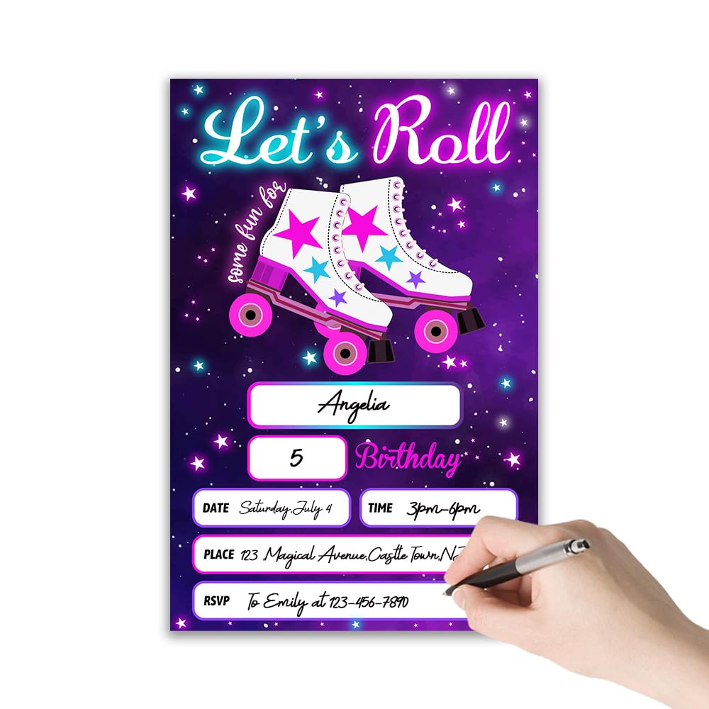 Grace Yonks Roller Skating Party Invitation, Roller Skating Birthday Invitation, 20 Invitations and Envelopes, Birthday party Invitations, Birthday Party Supplies.(072)