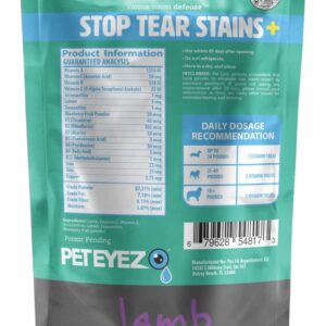 Pet Eyez-Dog Tear Stain Remover - Tear Stain Remover for Dogs - Dog Eye Care -Dog Treats with Astaxanthin, Blueberry Fruit Powder, Lutein, Grain Free, All-Natural Protein (Lamb-2 Pack)