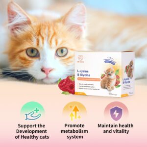 Cat L-Lysine Immune Supplement Antioxidan Essential Amino Acids Respiratory Cranberry Urinary Track Health Support Squinting Sneezing Runny Nose Squinting, Watery Eyes - 90 Packs