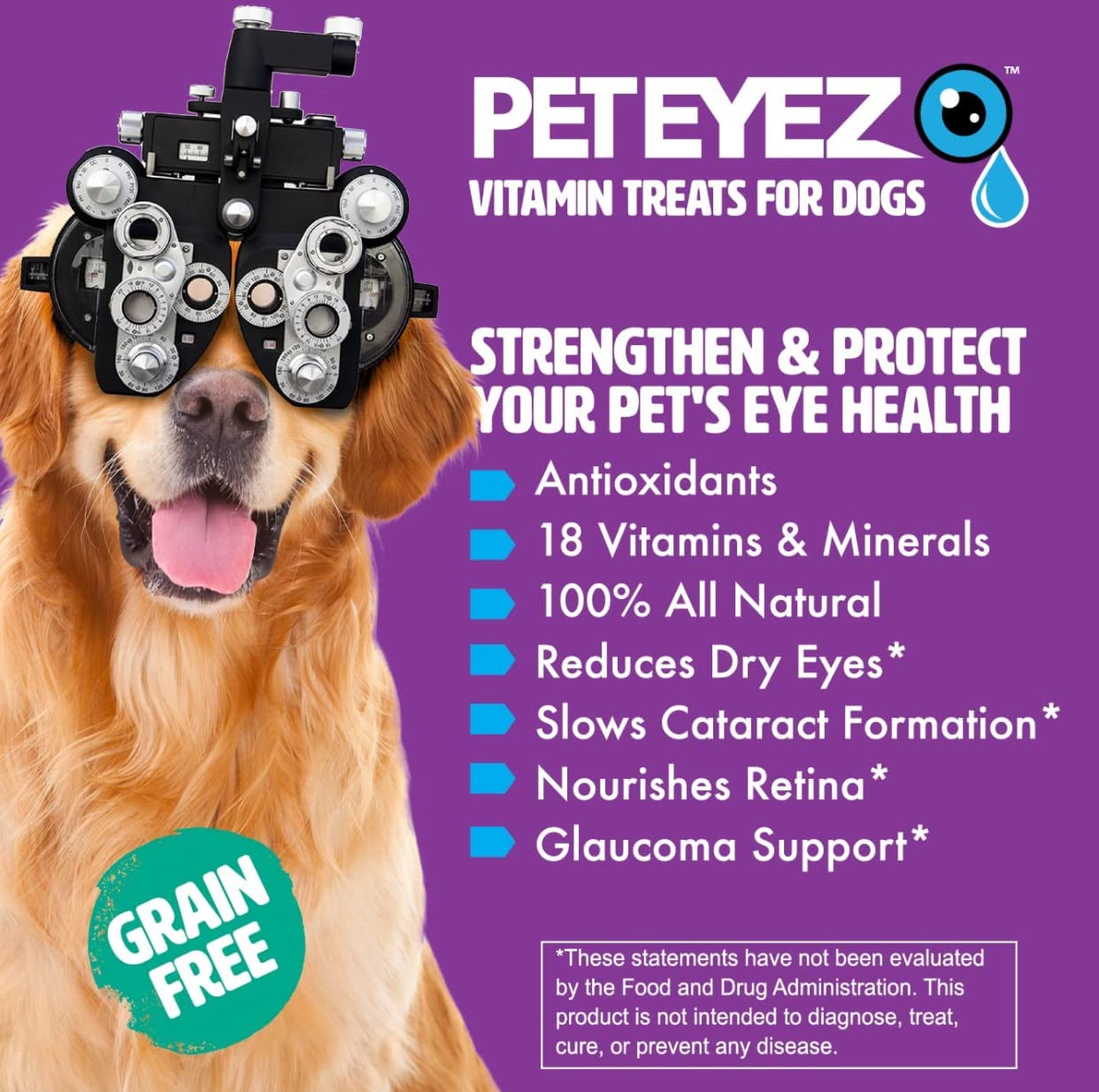 Pet Eyez-Dog Tear Stain Remover - Tear Stain Remover for Dogs - Dog Eye Care -Dog Treats with Astaxanthin, Blueberry Fruit Powder, Lutein, Grain Free, All-Natural Protein (Lamb-2 Pack)