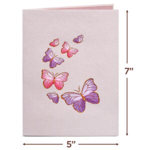 Paper Love Butterfly Birthday Cake, 3D Pop Up Birthday Card, For Adults or Kids - 5"x7" Cover - Includes Envelope and Note Tag