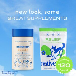 Native Pet Relief Chews - Anti Inflammatory for Dogs - Turmeric + Polyphenols + Green Lipped Mussels for Dogs - Natural Relief for Dogs - Dog Arthritis Supplement & Dog Joint Pain Relief - 120 Chews