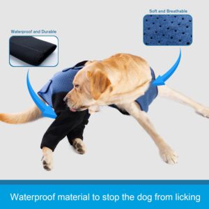 Coodeo Dog Recovery Suit, Cone Collar Alternative, Abrasion Resistant Dog Recovery Rear Sleeves, Washable 2.5mm Thick and Waterproof, Pet Wounds Prevent Licking, Biting (2XL, Blue)