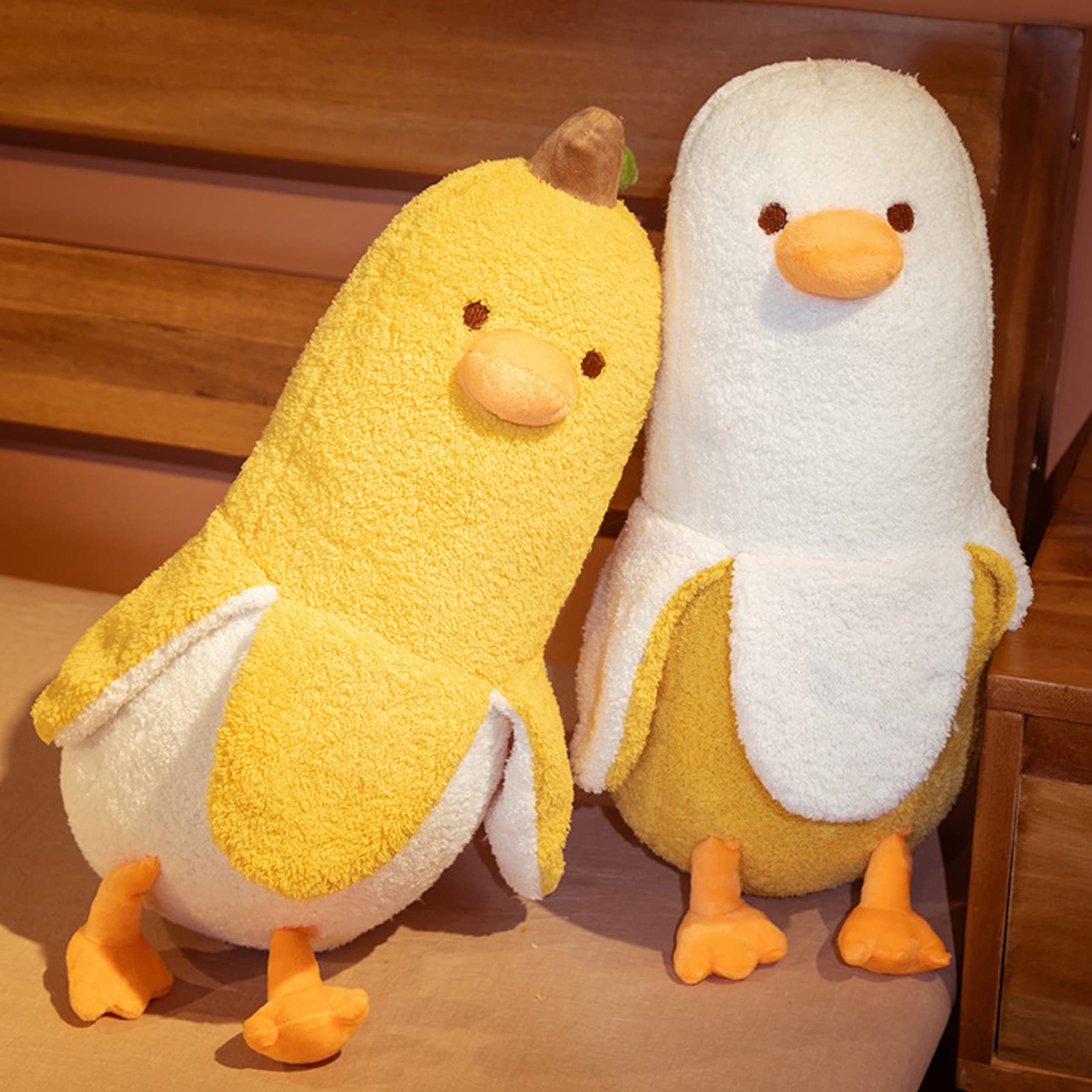 hitoshe Banana Duck Plush Toy, Banana Duck Stuffed Animals Doll Cute Plushie Hugging Plush Pillow Gift for Girls and Boys (White, 19.68 inch)