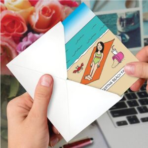 NobleWorks - Funny Birthday Greeting Card with 5 x 7 Inch Envelope (1 Card) Bday Beach Face C10279BDG