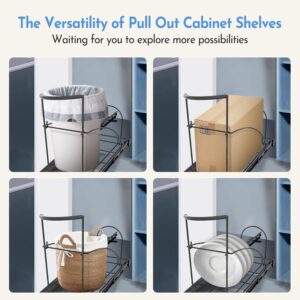 Pull Out Trash Can Under Cabinet，Under Sink Garbage Can Pull Out，Heavy Duty Cabinet Trash Can Pull Out Kit，35qt Sliding Trash Can Cabinet Pull Out for Kitchen，Black (Trash Can Not Included)