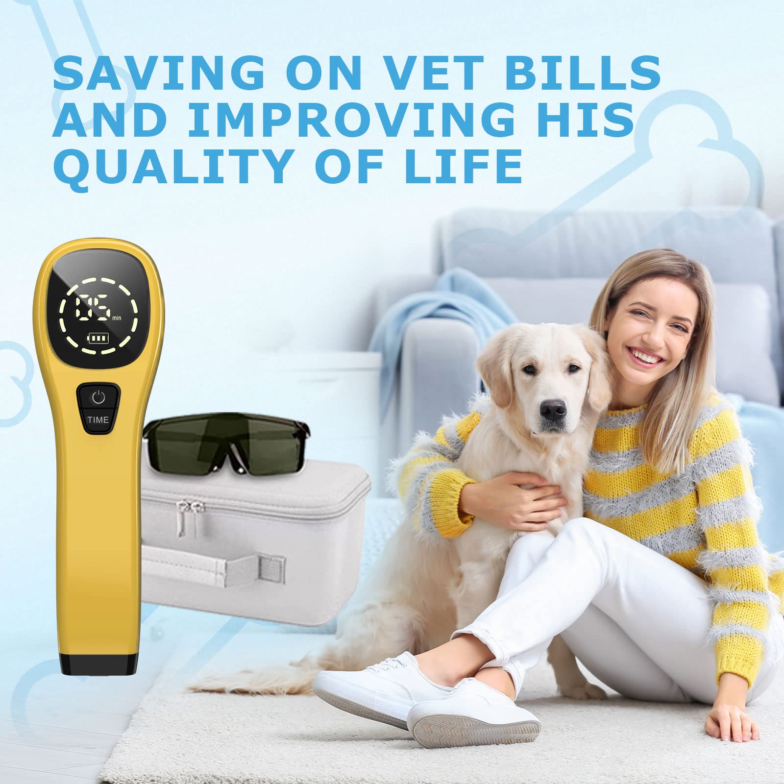 PUPCA Portable Red Light Therapy for Dogs, Handheld Cold Laser Therapy Vet Device & Infrared Light Therapy for Pet, Light Therapy for Pain Relief, Muscle & Joint Pain from Dog Arthritis