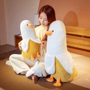 hitoshe Banana Duck Plush Toy, Banana Duck Stuffed Animals Doll Cute Plushie Hugging Plush Pillow Gift for Girls and Boys (White, 19.68 inch)