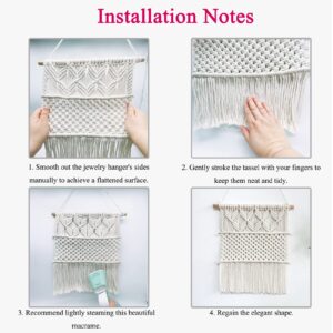 TOYAFUN Hanging Jewelry Organizer Macrame Earring Holder Organizer Wall Necklace Organizer Boho Decor for Necklaces Bracelet Earrings Rings on Closet Wall Door