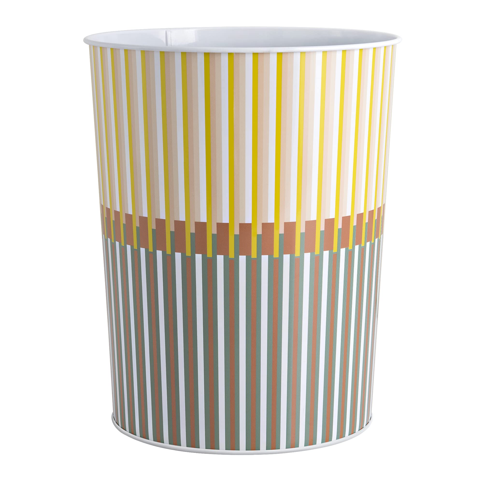 Allure Home Creation Market Stripe Metal Wastebasket/Trash Can-Small Size-1.5 Gallons