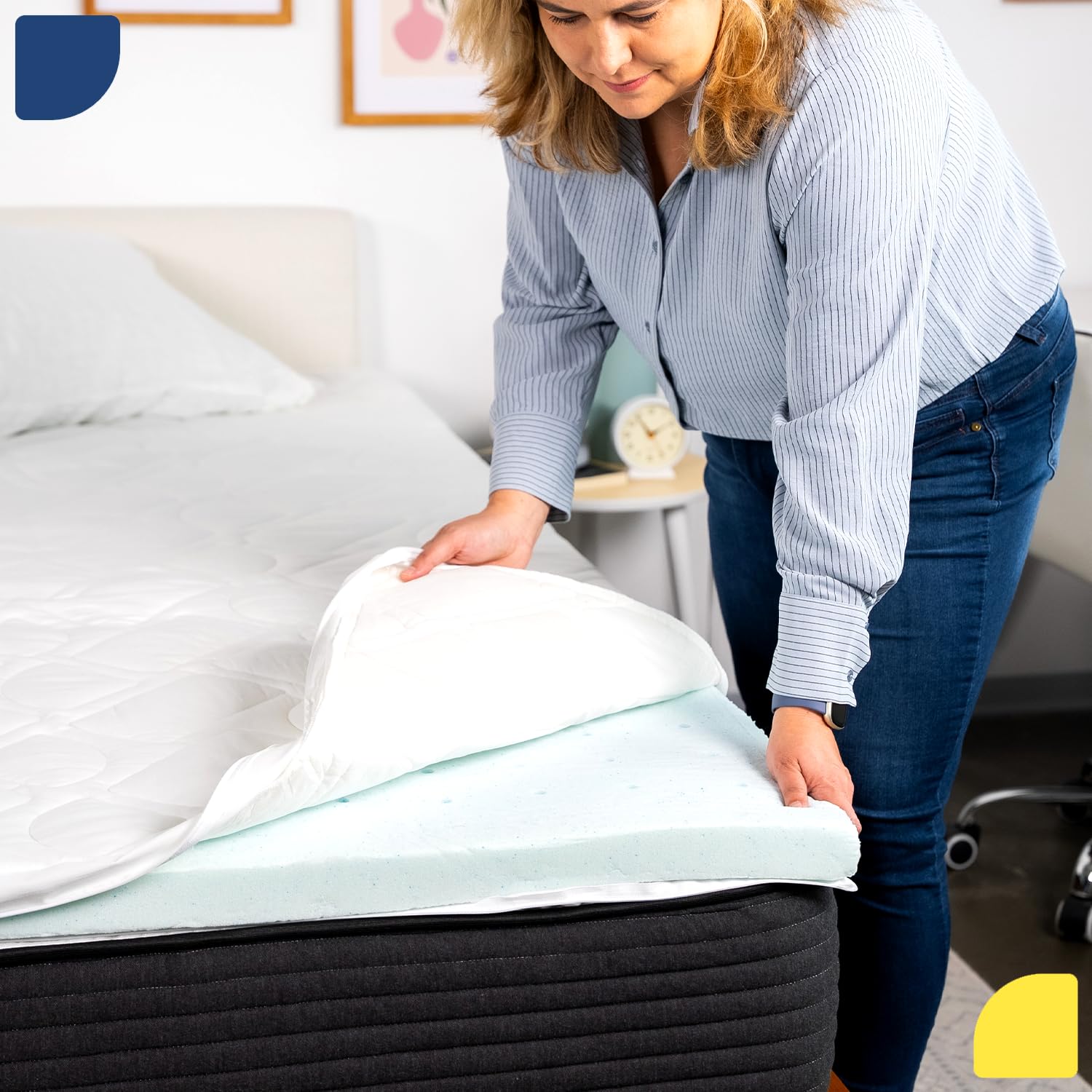 Memory Foam Mattress Topper - Queen Mattress Pad with 2 Inch Cooling Gel Insert & Washable Ventilated Cover - Queen Size Mattress Toppers by Sleep Is The Foundation