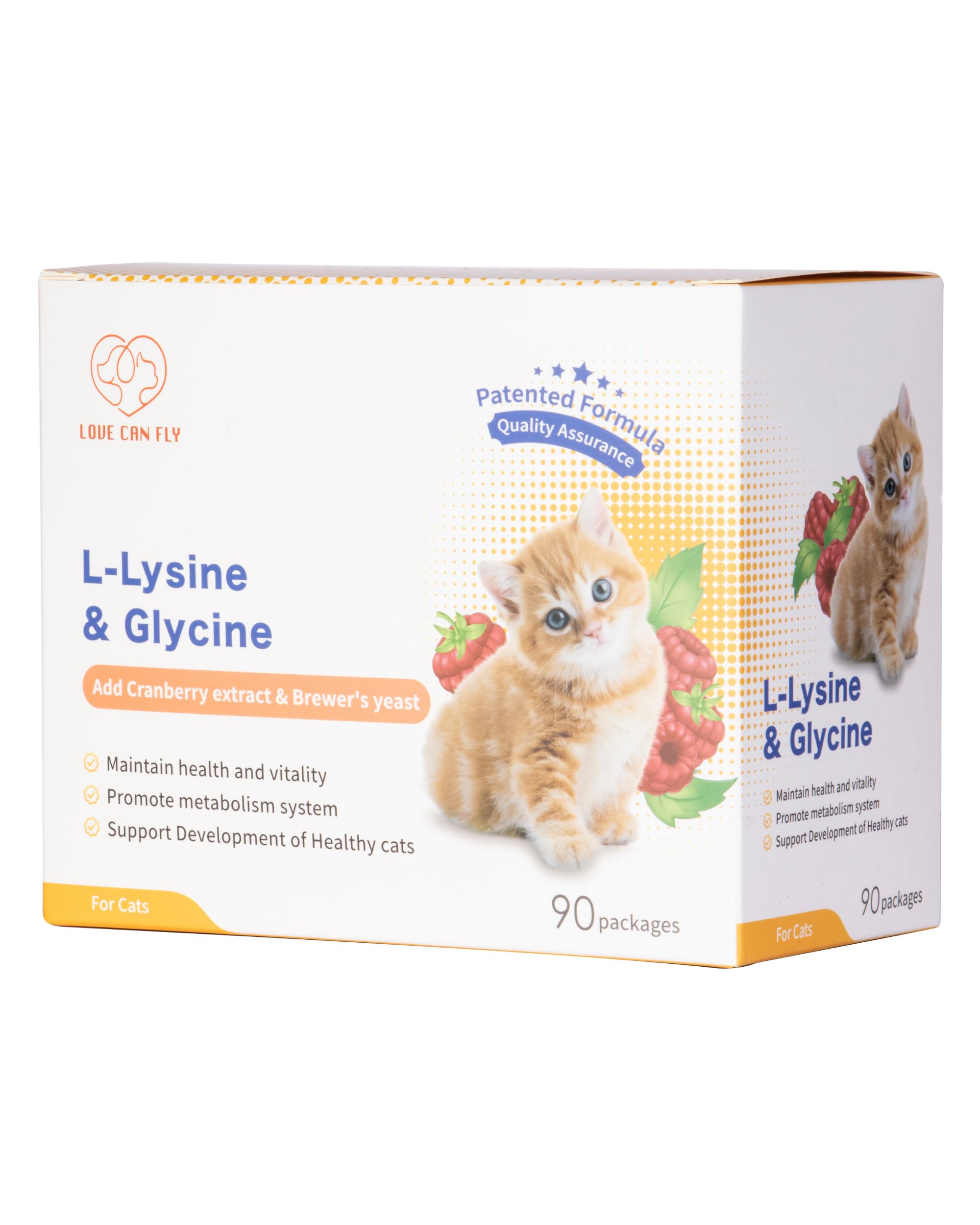 Cat L-Lysine Immune Supplement Antioxidan Essential Amino Acids Respiratory Cranberry Urinary Track Health Support Squinting Sneezing Runny Nose Squinting, Watery Eyes - 90 Packs