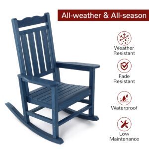 Stoog All-Weather Outdoor Rocking Chair, Porch Rocker with 400 lbs Weight Capacity, for Backyard, Fire Pit, Lawn, Garden and Indoor, Blue