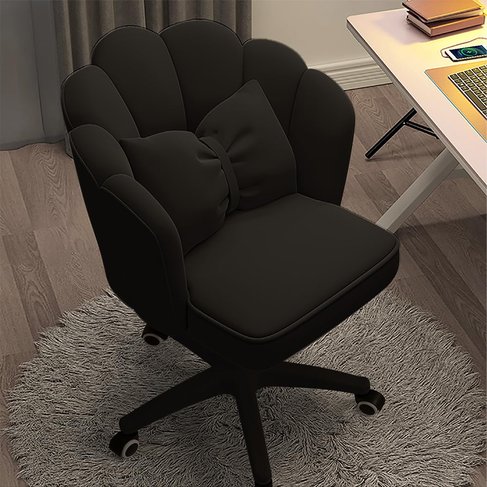 Home Office Desk Butterfly Chair with Mid-Back Upholstered Modern Tufted Computer Task Chair Swivel Height Adjustable Velvet Accent Chair………