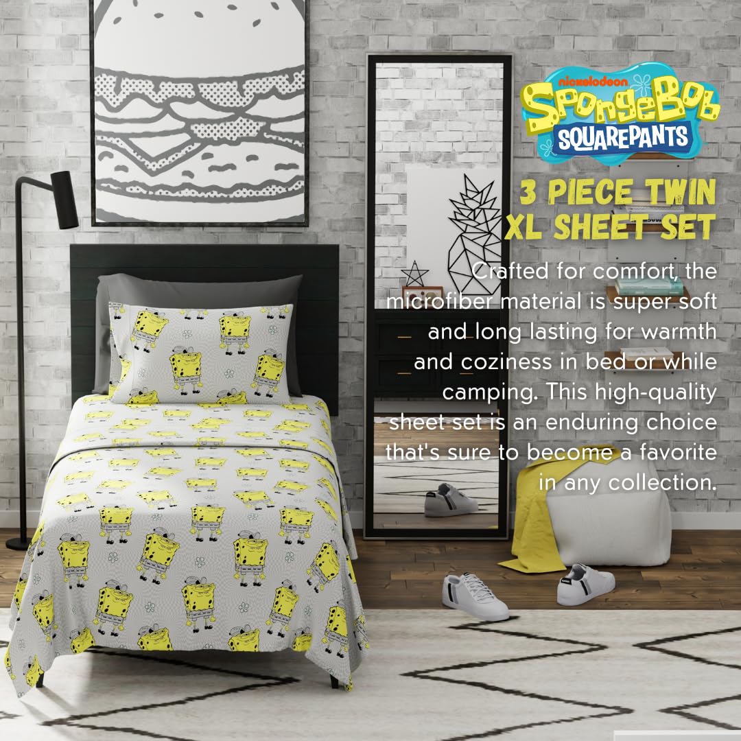 Franco Spongebob Squarepants Bedding Super Soft Microfiber Twin XL Sheet Set, (Official Licensed Nickelodeon Product)