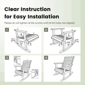 Giantex Wood Rocking Chair Outdoor - Outside Rocker with High Backrest, Wide Armrests, 330 Lbs Weight Capacity, Patio Rocking Chairs for Lawn, Backyard, Indoors, Deck, Garden, Porch Chair (2, Natural)