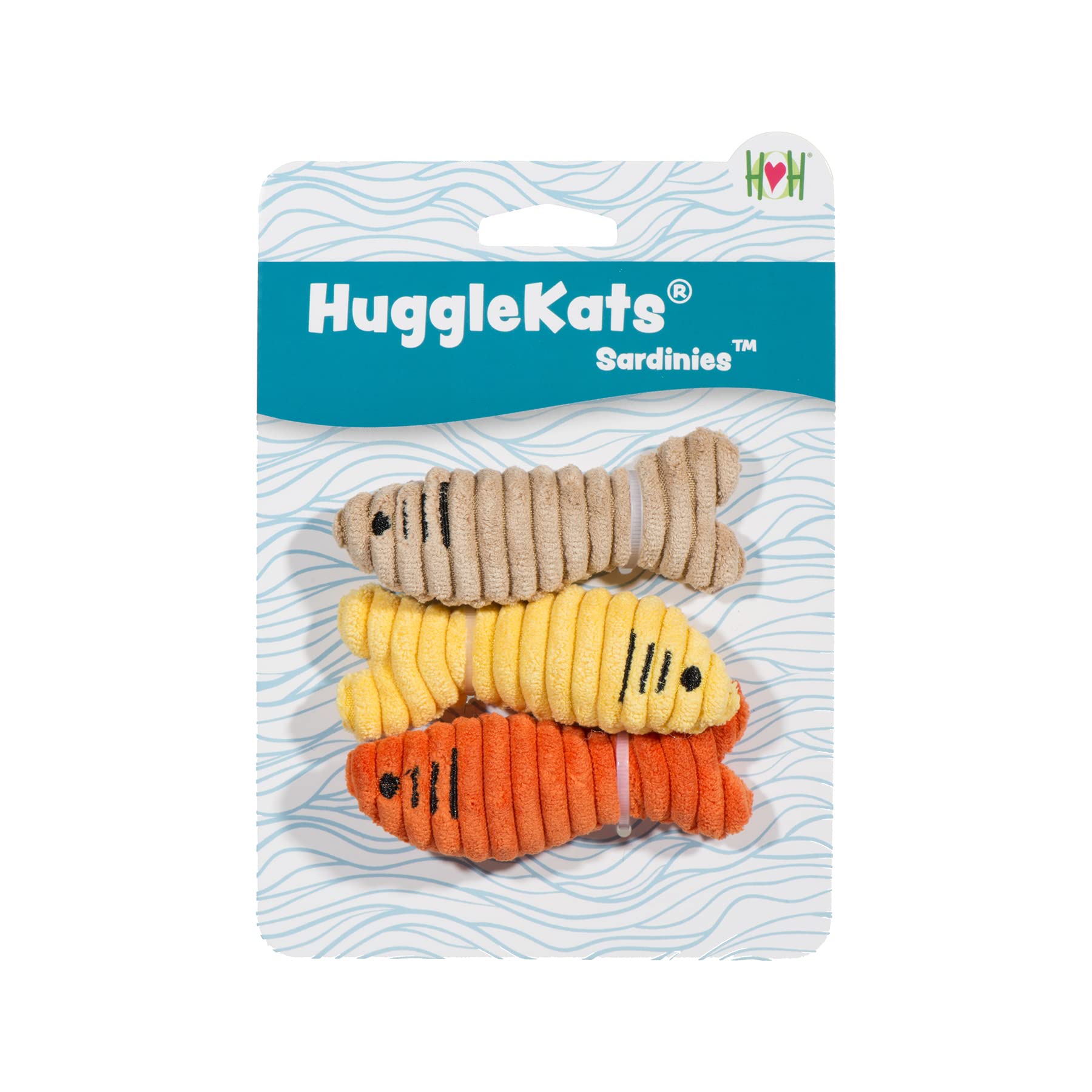 HuggleHounds Cat Mouse Toys - Interactive & Stimulating Cat Toy with Cat Nip Infused - Feather Mice Toy for Indoor Cats | HuggleKats Sardinies