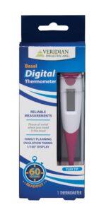 veridian healthcare basal digital thermometer for ovulation tracking, natural family planning and fertility | fahrenheit and celsius