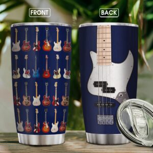 wowcugi Guitar Gifts Electric Guitar Tumbler Guitarist Gifts Stainless Steel Insulated 20oz Coffee Cups For Men Women Musician Lovers Players Christmas Birthday Accessories Gift