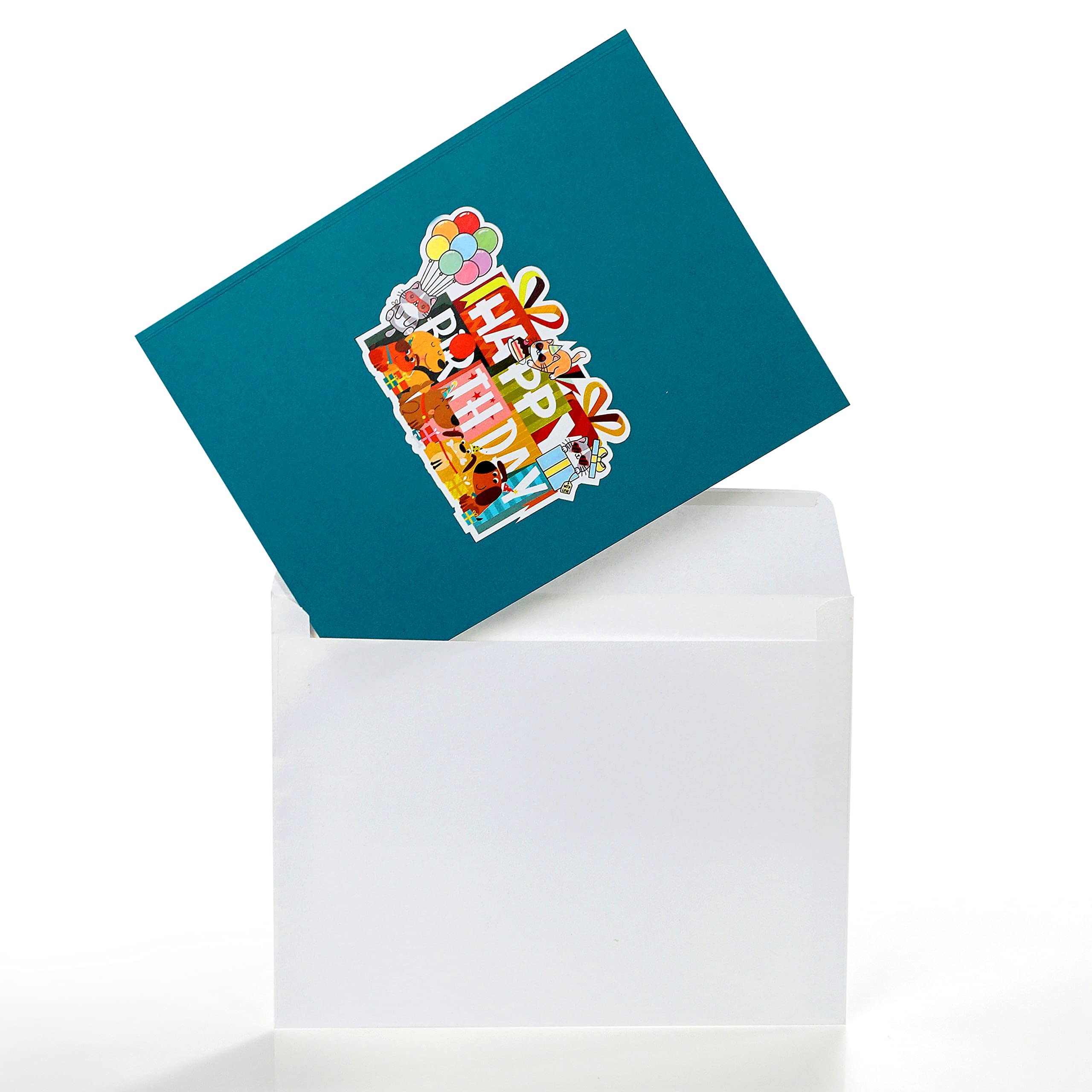 CUTPOPUP Birthday Card Pop Up, 3D Greeting Card (Animals Happy Birthday Text)