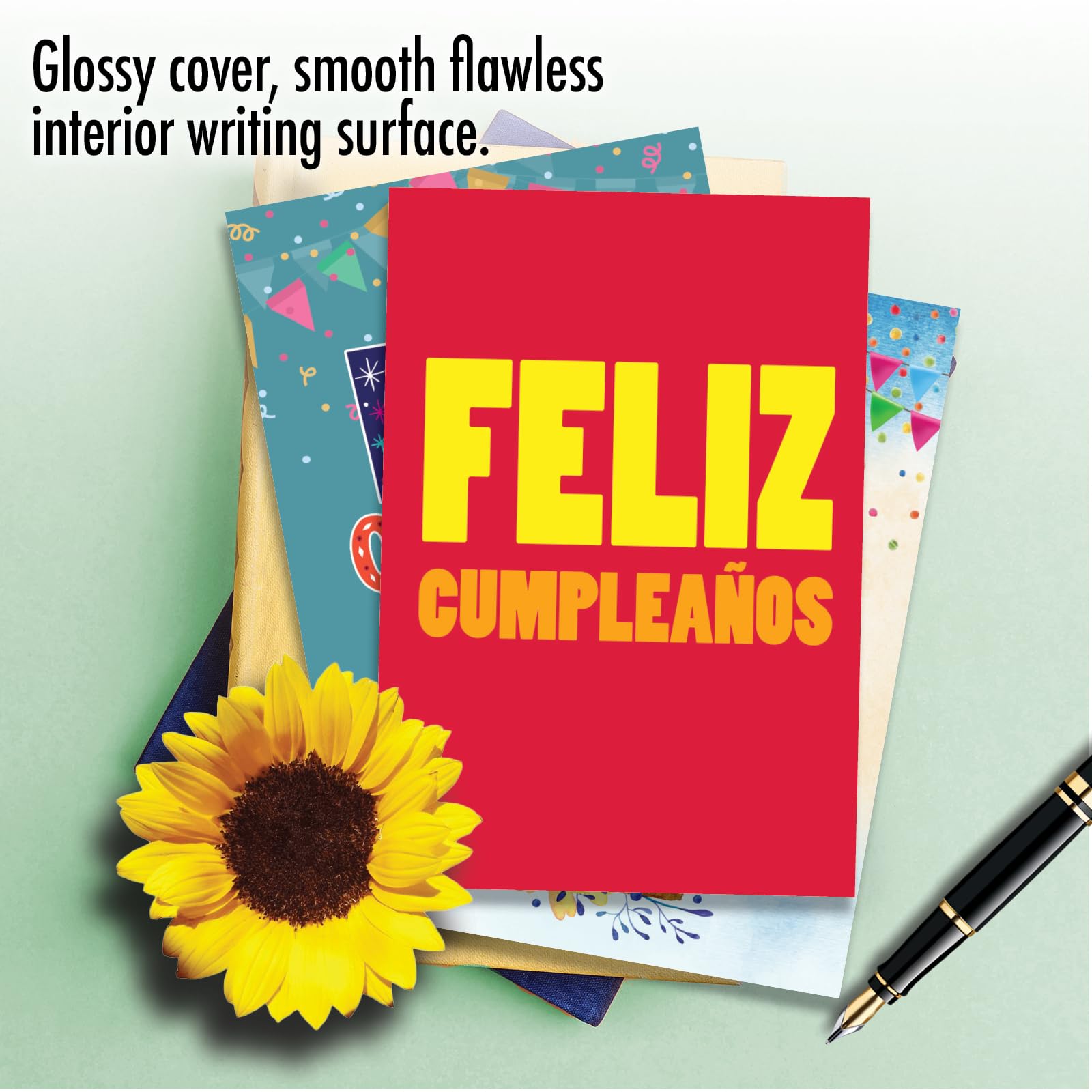 NobleWorks Assortment Pack of 3 Spanish Language Birthday Greeting Cards with Envelopes (3 Designs, 1 Each), Feliz Cumpleaños, Fiesta Time VC10236BDG-C1x3-SL