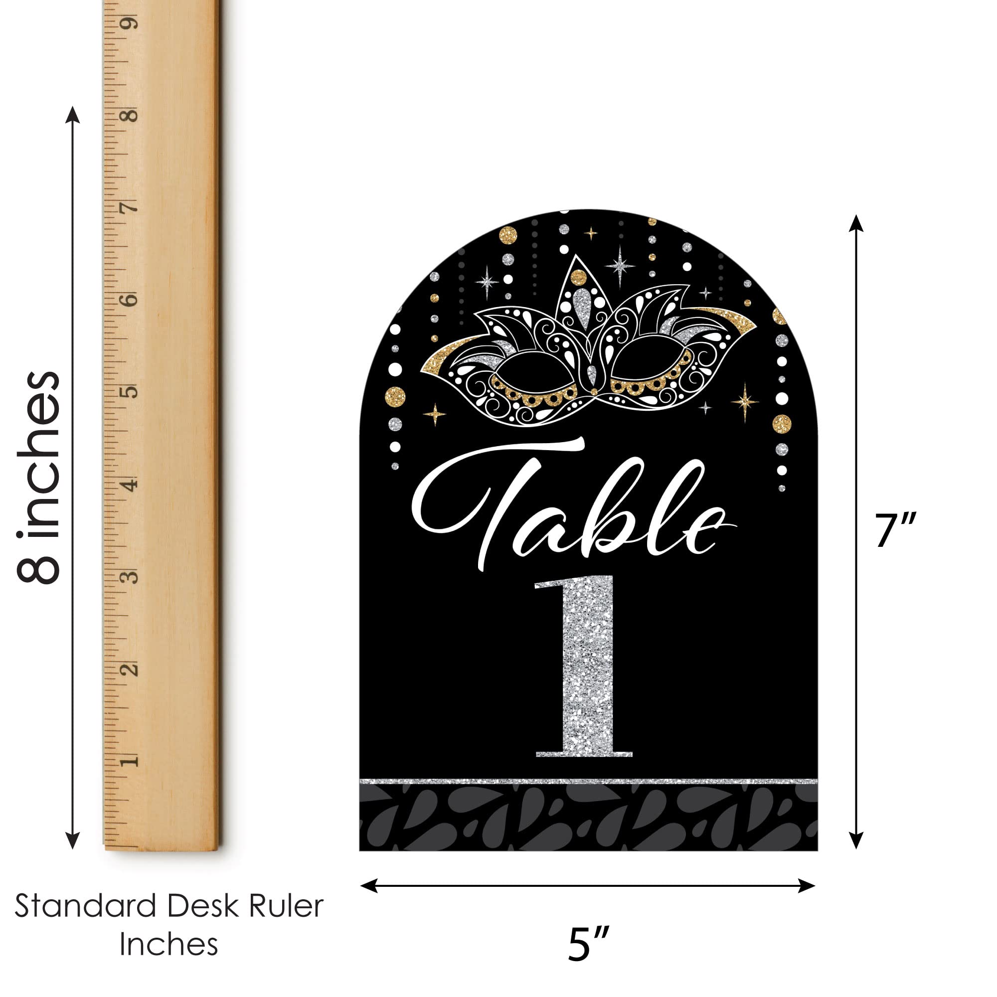 Big Dot of Happiness Masquerade - Venetian Mask Party Double-Sided 5 x 7 inches Cards - Table Numbers - 1-20