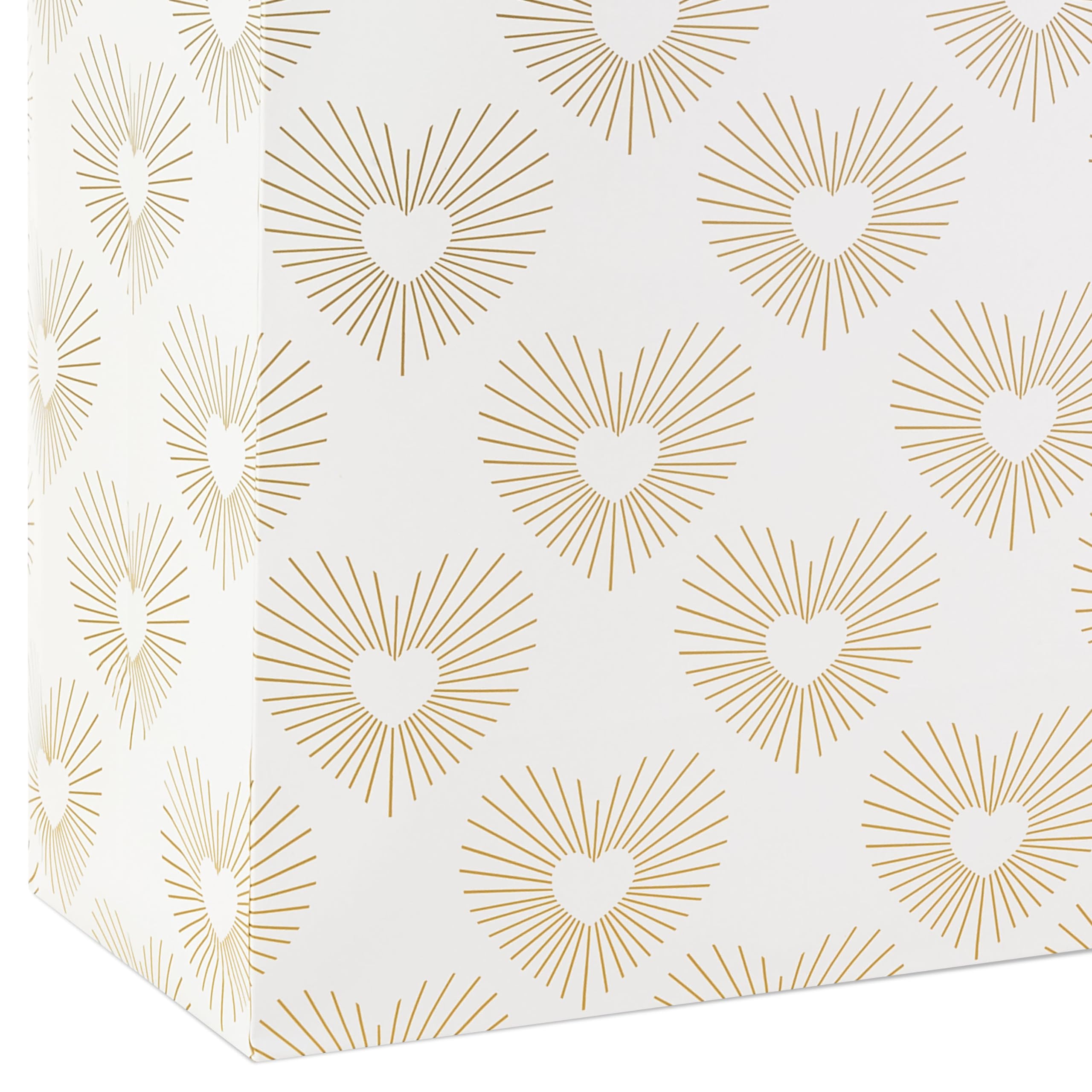 Hallmark 13" Large Heart Gift Bag with Wedding Card and Tissue Paper (Best Wishes Gold and White, Hearts) for Weddings, Bridal Showers, Engagements