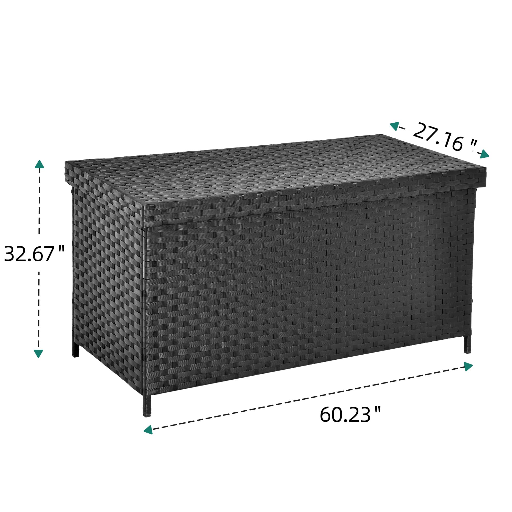 YITAHOME 170 Gallon Wicker Deck Box, XL All-Weather Outdoor Storage Box, Rattan Storage Bin for Patio Furniture, Outdoor Cushions, Pool Storage and Garden Tools - Black