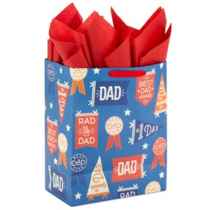 Hallmark 13" Large Gift Bag with Tissue Paper (Rad Dad, Best Dad Ever) for Birthdays, Father's Day, Congratulations, Thank You