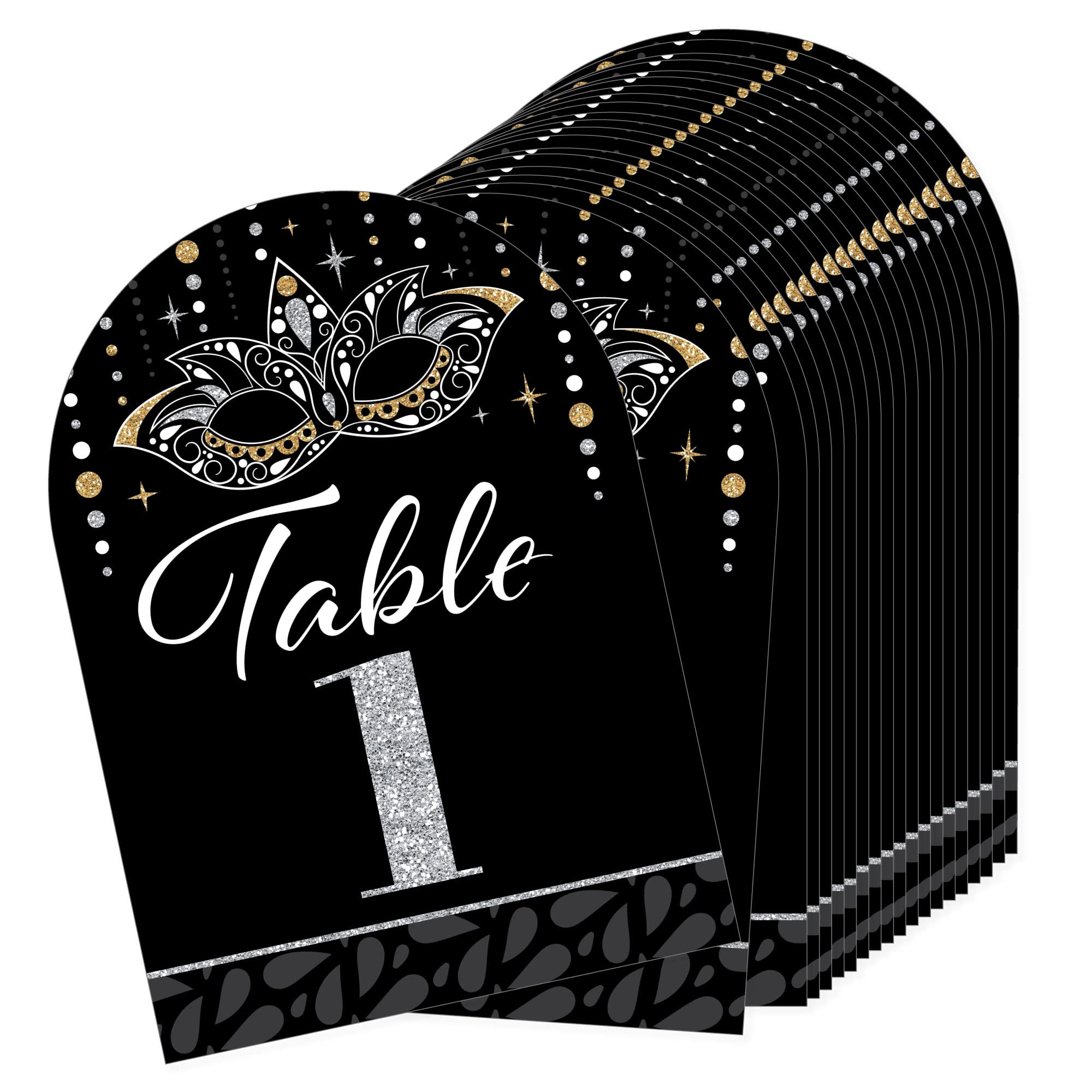 Big Dot of Happiness Masquerade - Venetian Mask Party Double-Sided 5 x 7 inches Cards - Table Numbers - 1-20