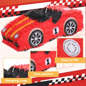 Race Car piñata with Blindfold Bat Confetti, 16 x 5 x 7'' 3D Car piñata Mexican Race Car Birthday Party Supplies Exciting Race Car Party Games for Boy Girl Baby Shower Back To School Photo Booth Prop