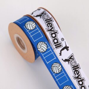 Meseey 2 Rolls 20 Yards Sport Ball Ribbon3/4Inch Fabric Ribbons for Wreath Gift Wrapping Sport Team Party Decor (Volleyball)