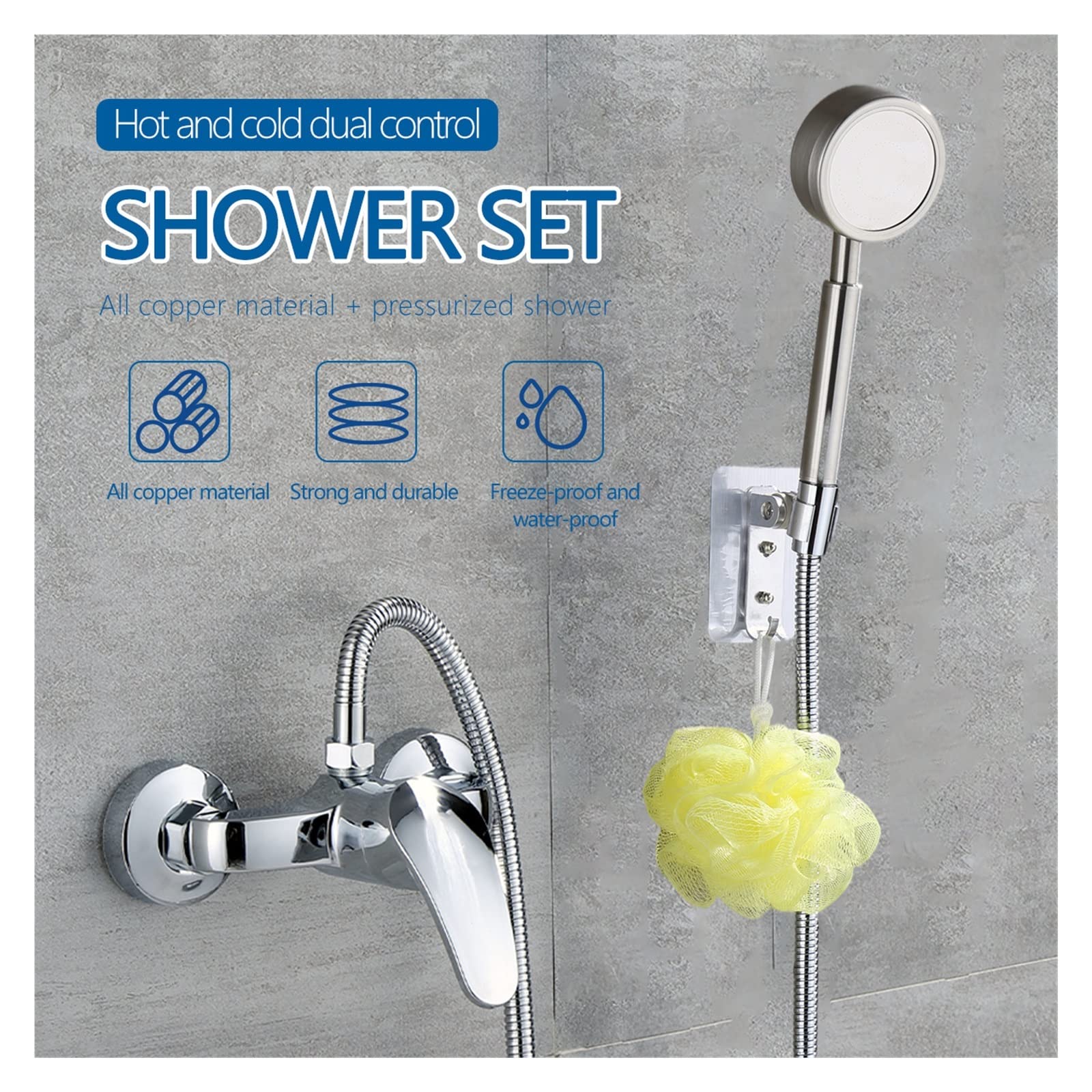 JEMITA Shower Faucets Set Bathroom Fixture Waterfall Restroom Bath Wall Mounted Bathtub Cold and Hot Water Mixer (Color : Shower Mixer Valve)