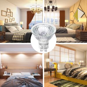 GU10 Halogen Bulb 35W Halogen Bulb 6 Packs, 120v Dimmable, 2700k Warm White Light, GU10+C MR16 Halogen Bulb, with Glass Cover, Long Service Life, Used for Track and Embedded Lighting, Range Hood