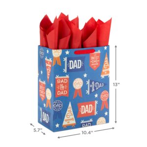 Hallmark 13" Large Gift Bag with Tissue Paper (Rad Dad, Best Dad Ever) for Birthdays, Father's Day, Congratulations, Thank You