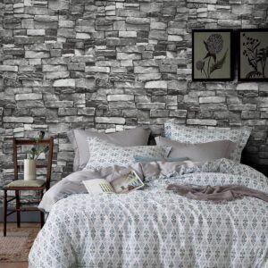 lenify Brick Wallpaper Peel and Stick Stone Wallpaper 17.7inch x 118.1inch Grey Stone Brick Paper Faux Stone Peel and Stick Wallpaper Grey Brick Self Adhesie Paper Modern Decorative Waterproof Vinyl