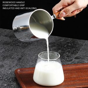 Butter Warmer Pot, Milk Pot Small Sauce Pan with Wooden Handle for Melting Chocolate Cheese Caramel, 450ml