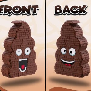 Funny Poop Piñata 4-Piece Set perfect for Birthday Parties, Decorations, Emoticon Parties, Fun shape, Great Party Addition for kids, teens, and adults (17”X10”) durable!